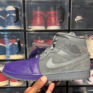 Nike Air Jordan 1 Mid Purple and Grey Sneakers